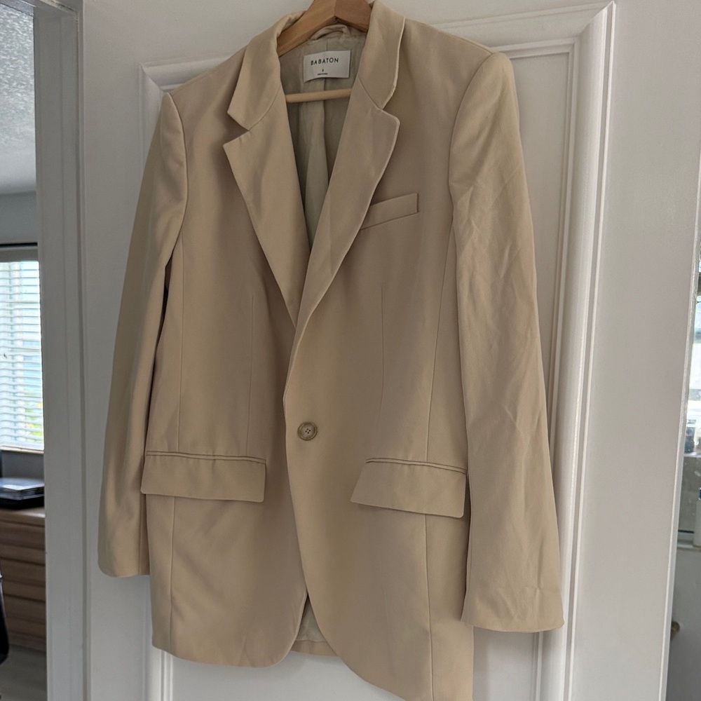 Babaton Beige Single-Button Blazer